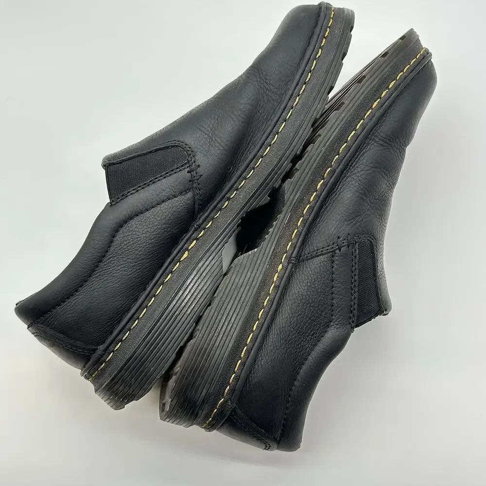 Dr. Martens Boyle Shoes Mens 11 Black Leather Slip On SoftWair Comfort Casual